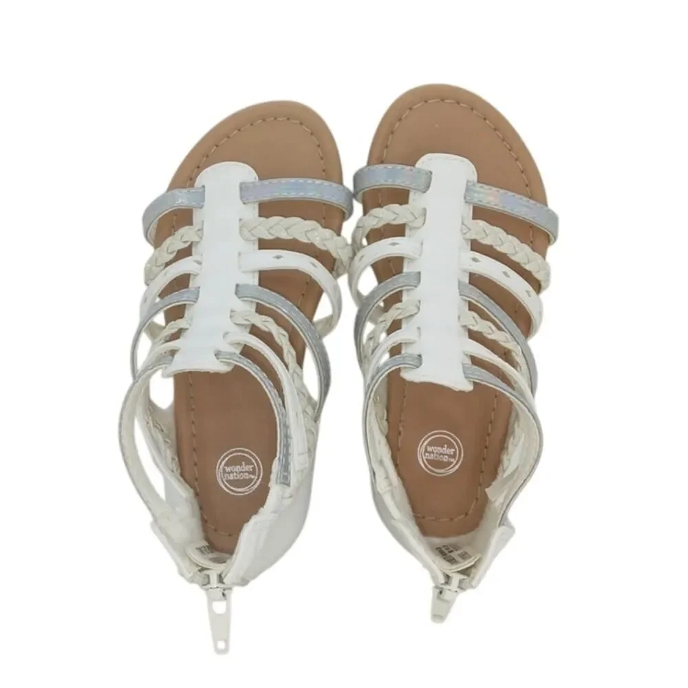 WONDER NATION Toddler Girls White Braided Gladiator Sandals - Size: 9T